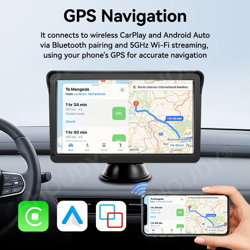 GrowGadget® 7-Inch Wireless CarPlay & Android Auto Touchscreen