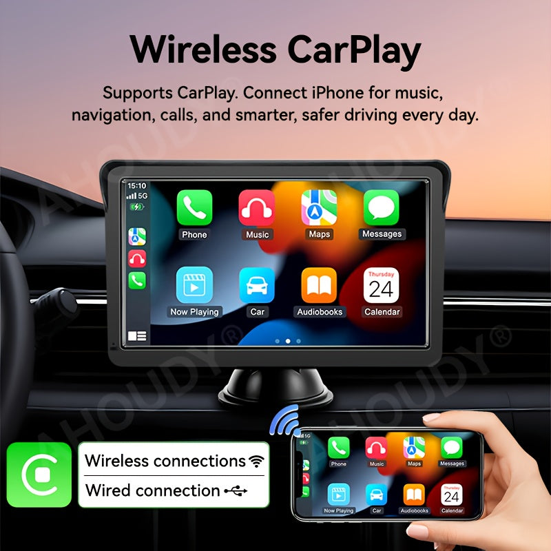 GrowGadget® 7-Inch Wireless CarPlay & Android Auto Touchscreen