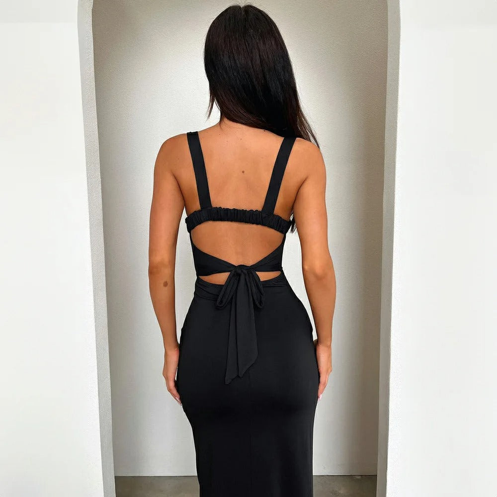 Velvet Dawn - Sleek High-Split Dress