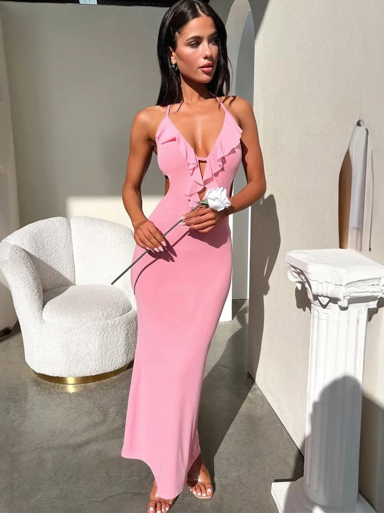 Velvet Dawn - Sleek High-Split Dress