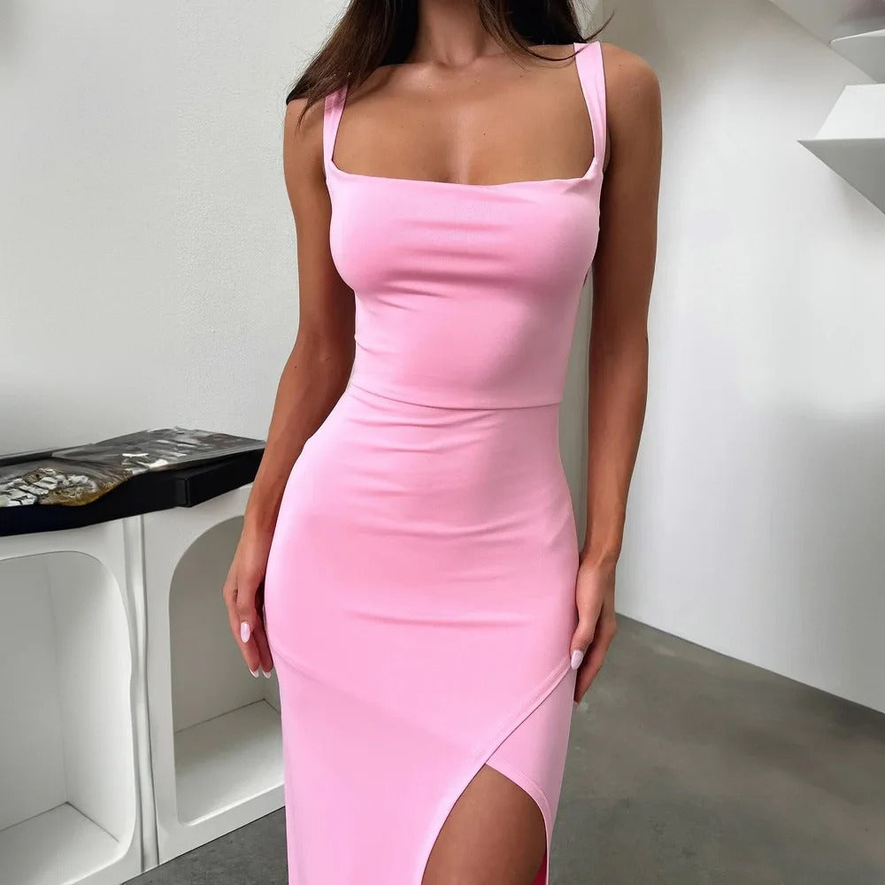 Velvet Dawn - Sleek High-Split Dress