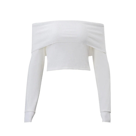 Novi Charm - Off-Shoulder Ribbed Crop Top
